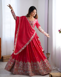 Thumbnail for Lehenga Mart Designer Bollywood Style Wedding Lehenga Choli - Red