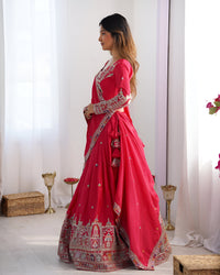Thumbnail for Lehenga Mart Designer Bollywood Style Wedding Lehenga Choli - Red