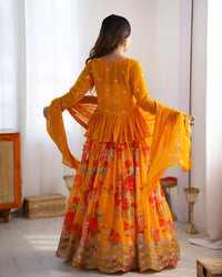 Thumbnail for Lehenga Mart Designer Bollywood Style Wedding Lehenga Choli - Yellow
