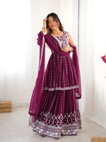 Thumbnail for Lehenga Mart Wine Georgette Designer Lehenga Top For Party Wear