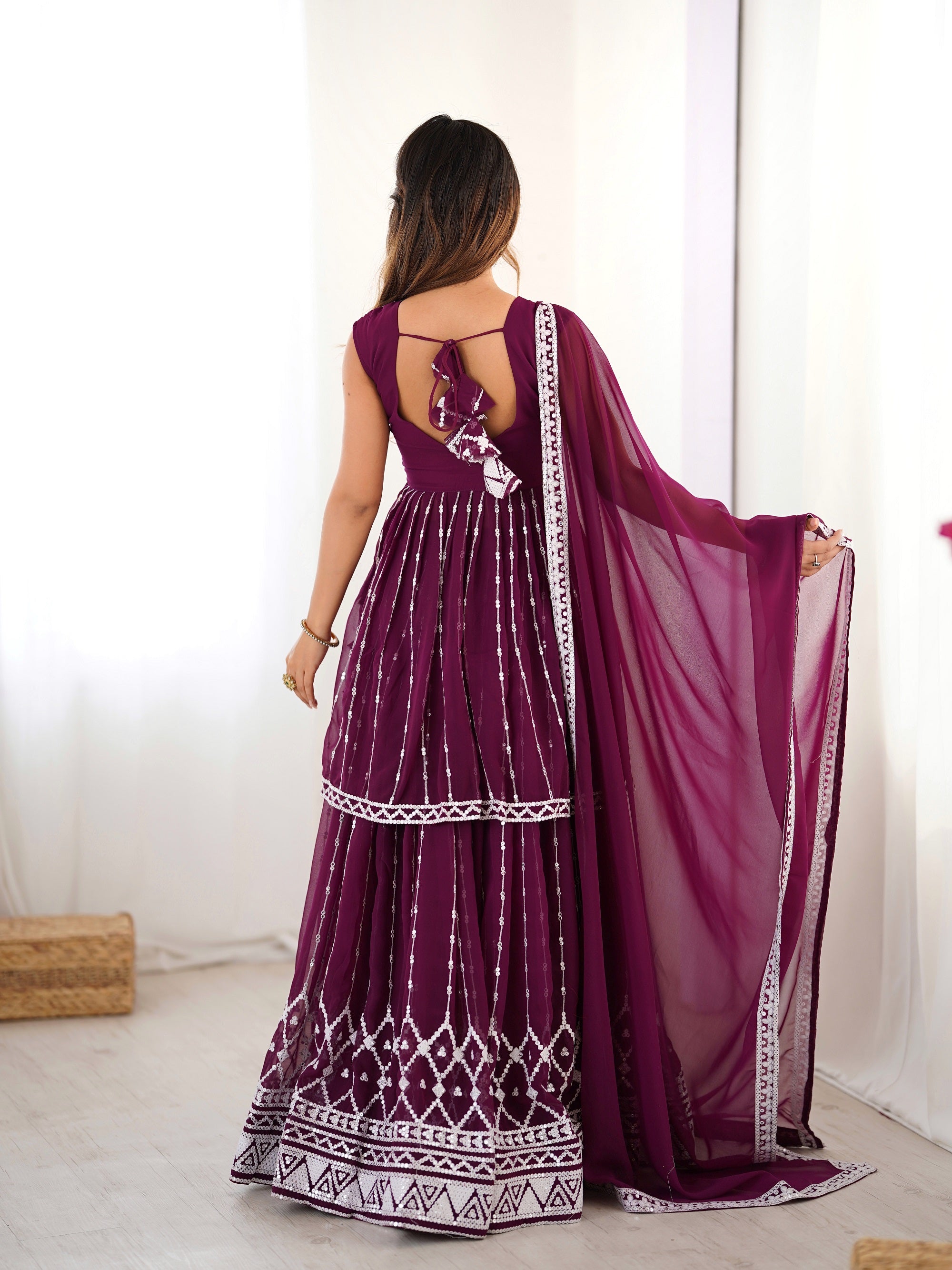 Lehenga Mart Wine Georgette Designer Lehenga Top For Party Wear