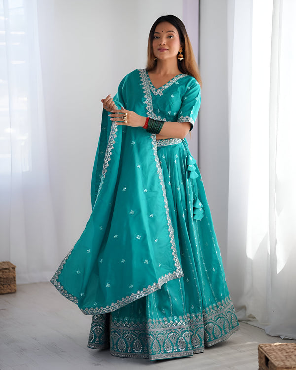 Lehenga Mart Designer Bollywood Style Wedding Wear Lehenga Choli - Aqua Blue - Distacart