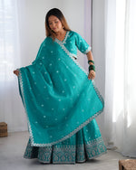 Thumbnail for Lehenga Mart Designer Bollywood Style Wedding Wear Lehenga Choli - Aqua Blue - Distacart