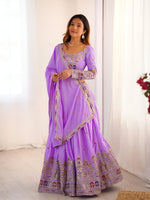 Thumbnail for Lehenga Mart Designer Bollywood Style Wedding Wear Lehenga Choli - Lavender - Distacart