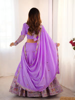 Thumbnail for Lehenga Mart Designer Bollywood Style Wedding Wear Lehenga Choli - Lavender - Distacart