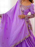 Thumbnail for Lehenga Mart Designer Bollywood Style Wedding Wear Lehenga Choli - Lavender - Distacart