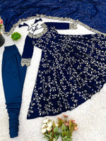Thumbnail for Prazu Fashion Blue Georgette Embroidered Designer Anarkali Gown