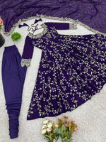 Thumbnail for Prazu Fashion Violet Georgette Embroidered Designer Anarkali Gown