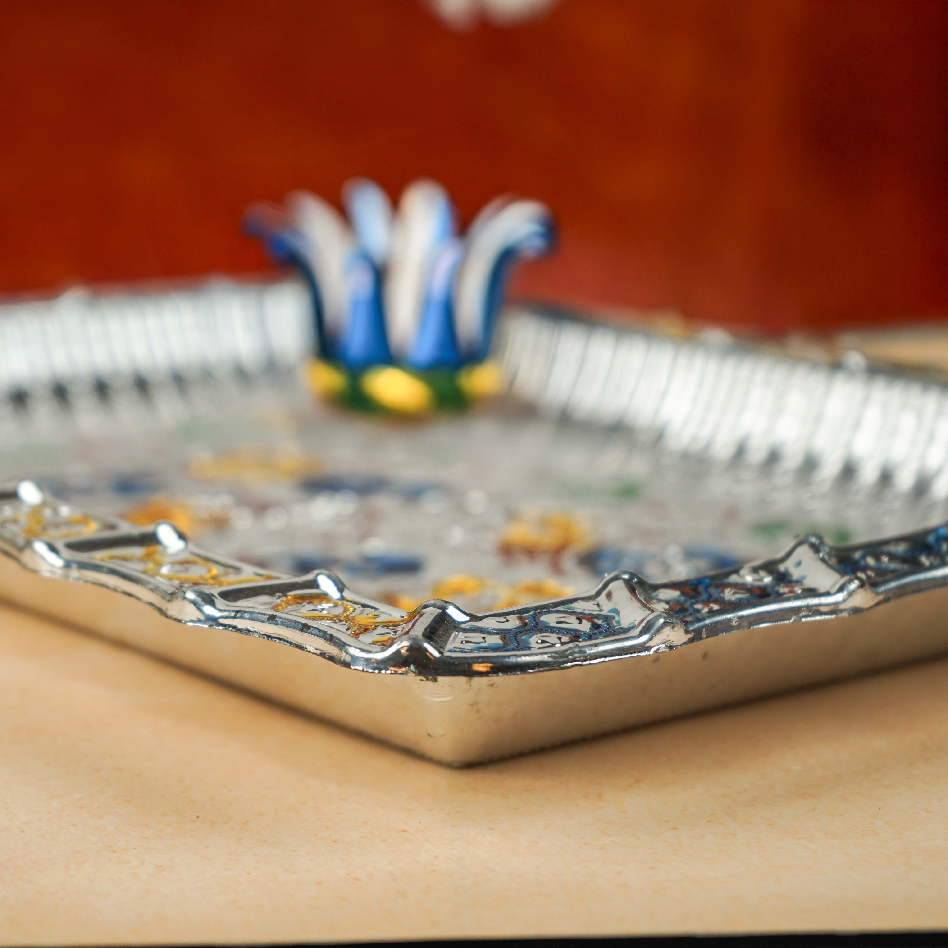Sri Rudra Square Meenakari Tray (SR 03477) - Distacart