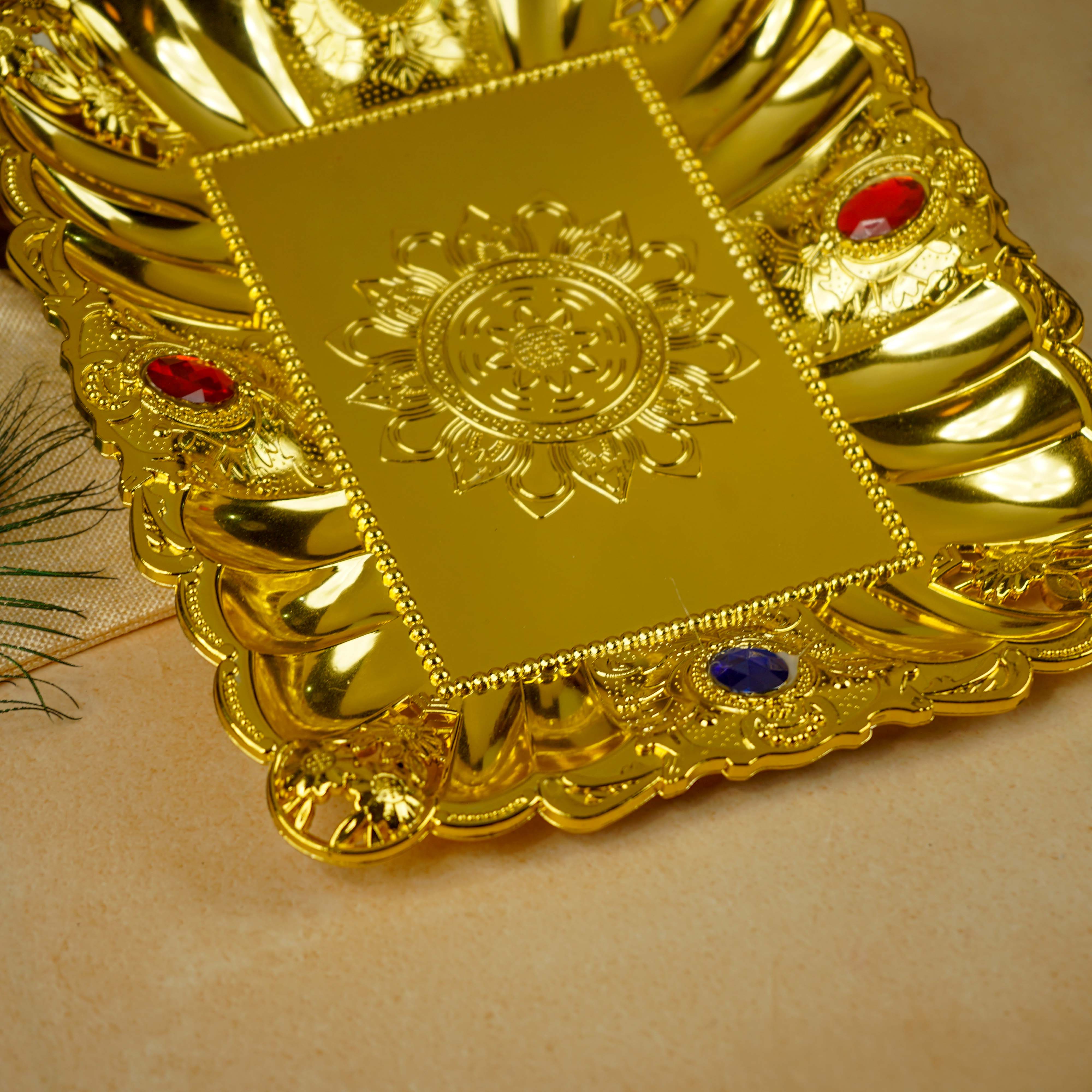 Sri Rudra Gold Tray 12X10 (SR 01956) - Distacart