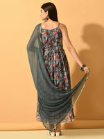 Thumbnail for Myshka Women's Grey Festive Flared Anarkali Kurta With Dupatta sets - Distacart