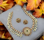Thumbnail for Jewel City Traditional Kundan & Pearl Choker Necklace Set – Ruby & Emerald Accents