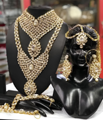 Thumbnail for Jewel City Bridal Kundan Jewelry Set for Women Traditional Gold-Plated Indian Necklace,Earrings, Maang Tikka, Hathphool & Nath