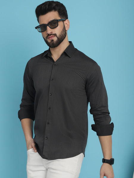 Indian Needle Men's Woven Design Casual Shirt - Charcoal - Distacart