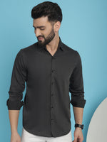 Thumbnail for Indian Needle Men's Woven Design Casual Shirt - Charcoal - Distacart