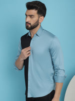 Thumbnail for Indian Needle Men's Premium Cotton Satin Casual Shirt - Sky Blue - Distacart