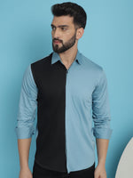 Thumbnail for Indian Needle Men's Premium Cotton Satin Casual Shirt - Sky Blue - Distacart