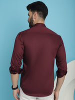 Thumbnail for Indian Needle Men's Premium Cotton Satin Casual Shirt - Wine - Distacart