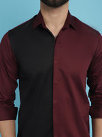 Thumbnail for Indian Needle Men's Premium Cotton Satin Casual Shirt - Wine - Distacart
