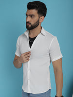 Thumbnail for Indian Needle Men's Striped Half Sleeve Casual Shirt - White - Distacart