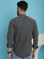 Thumbnail for Indian Needle Men's Denim Casual Shirt - Charcoal - Distacart