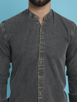 Thumbnail for Indian Needle Men's Denim Casual Shirt - Charcoal - Distacart