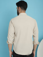 Thumbnail for Indian Needle Men's Striped Casual Shirt - Cream - Distacart