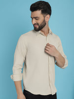 Thumbnail for Indian Needle Men's Striped Casual Shirt - Cream - Distacart