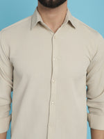 Thumbnail for Indian Needle Men's Striped Casual Shirt - Cream - Distacart
