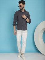 Thumbnail for Indian Needle Men's Striped Casual Shirt - Grey - Distacart