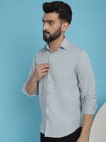 Thumbnail for Indian Needle Men's Striped Casual Shirt - Light-Grey - Distacart