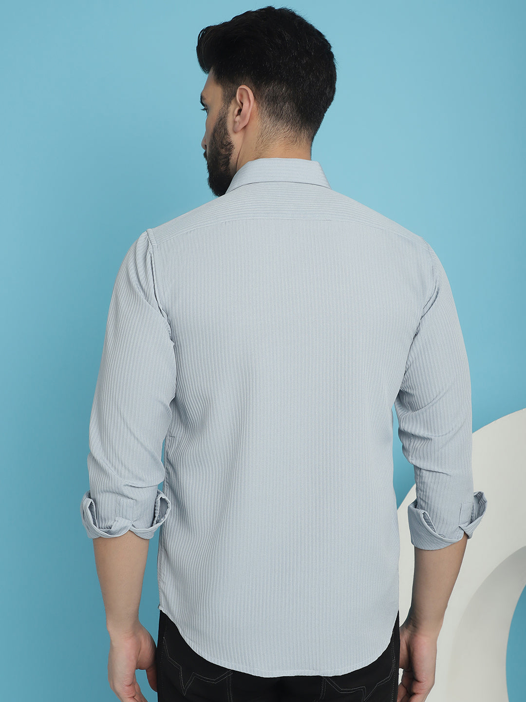 Indian Needle Men's Striped Casual Shirt - Light-Grey - Distacart