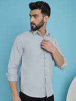 Thumbnail for Indian Needle Men's Striped Casual Shirt - Light-Grey - Distacart