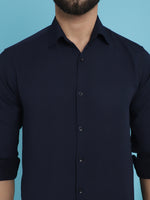 Thumbnail for Indian Needle Men's Striped Casual Shirt - Navy Blue - Distacart