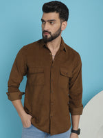Thumbnail for Indian Needle Men's Standard Corduroy Cotton Shirt - Brown - Distacart