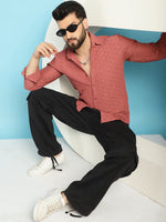 Thumbnail for Indian Needle Men's Woven Design Casual Shirt - Peach - Distacart