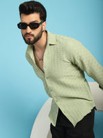 Thumbnail for Indian Needle Men's Woven Design Casual Shirt - Pista - Distacart