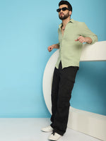 Thumbnail for Indian Needle Men's Woven Design Casual Shirt - Pista - Distacart