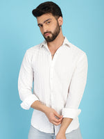 Thumbnail for Indian Needle Men's Woven Design Casual Shirt - White - Distacart
