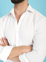 Thumbnail for Indian Needle Men's Woven Design Casual Shirt - White - Distacart