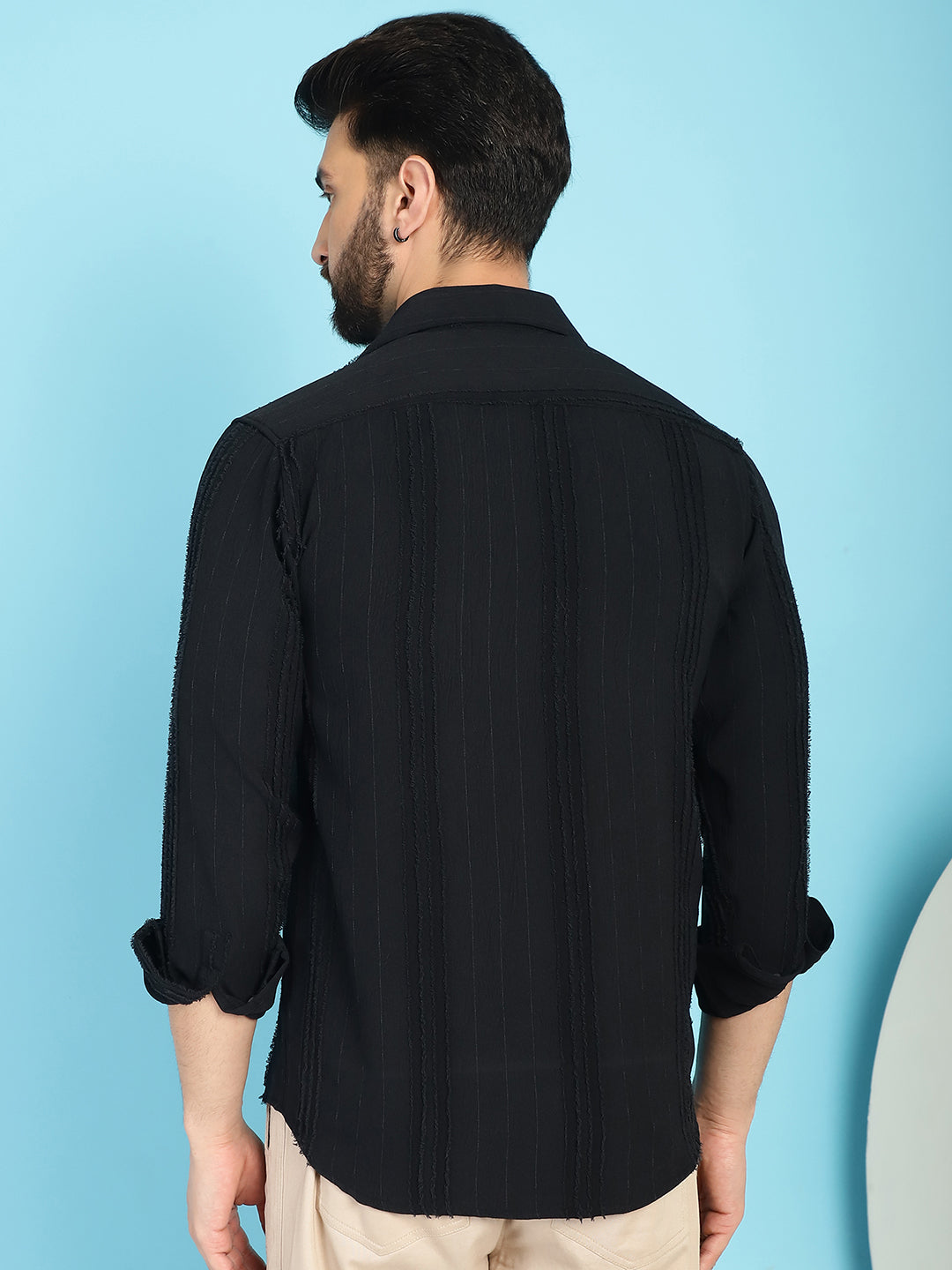 Indian Needle Men's Self Design Casual Shirt - Black - Distacart