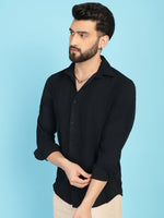 Thumbnail for Indian Needle Men's Self Design Casual Shirt - Black - Distacart