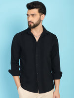 Thumbnail for Indian Needle Men's Self Design Casual Shirt - Black - Distacart