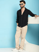 Thumbnail for Indian Needle Men's Self Design Casual Shirt - Black - Distacart