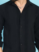 Thumbnail for Indian Needle Men's Self Design Casual Shirt - Black - Distacart