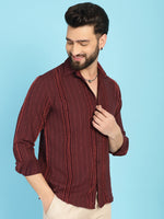 Thumbnail for Indian Needle Men's Self Design Casual Shirt - Brown - Distacart
