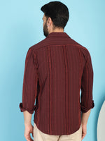 Thumbnail for Indian Needle Men's Self Design Casual Shirt - Brown - Distacart