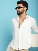 Thumbnail for Indian Needle Men's Self Design Casual Shirt - White - Distacart