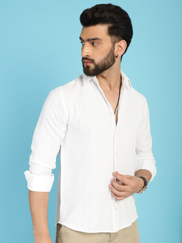 Indian Needle Men's Self Design Casual Shirt - White - Distacart