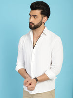Thumbnail for Indian Needle Men's Self Design Casual Shirt - White - Distacart